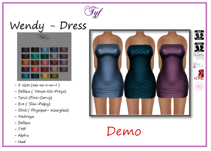 [TYF]Wendy-Mesh/TMP/Slink/Belleza/maitreya/eve/tonic-Hud demo