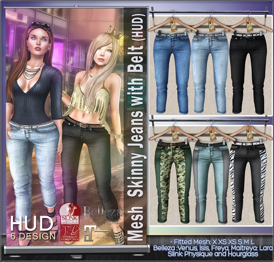 NS::  Mesh Skinny Jeans with belt (HUD)