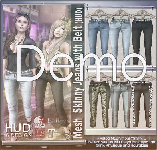 DEMO NS::  Mesh Skinny Jeans with belt