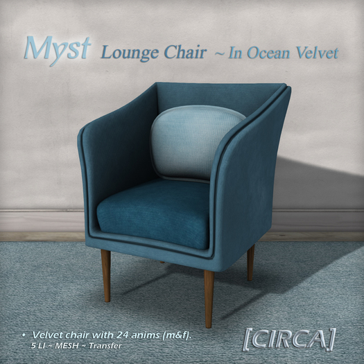 [CIRCA] - "Myst" - Lounge Chair - In Ocean Velvet