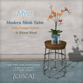 [CIRCA] - "Myst" - Modern Mesh Table - Orange Orchid & Walnut Wood