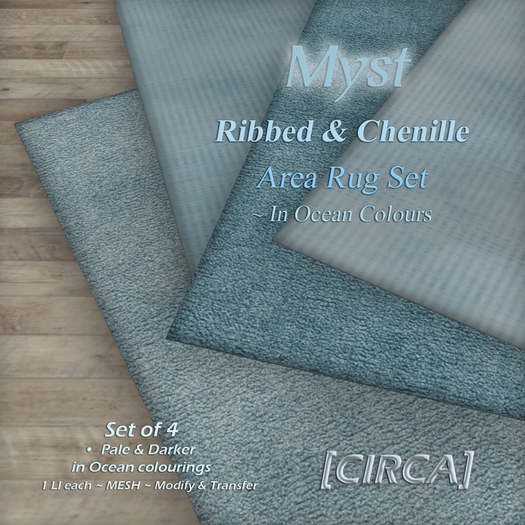 [CIRCA] Pkg - "Myst" - Ribbed & Chenille - Rug Set of 4