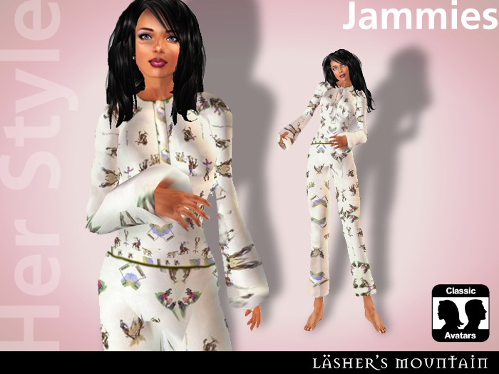 JAMMIES Cute Fluffy White Flower Patterned PJs