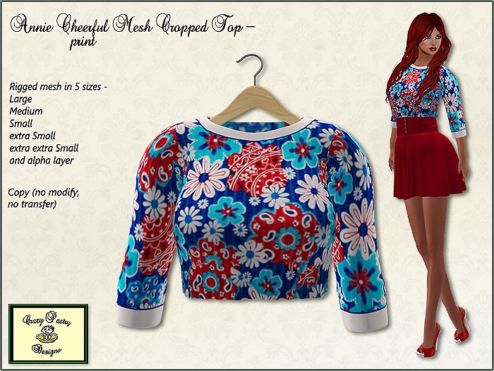 Crazy Pastry Designs Annie Cheerful Cropped Top - print