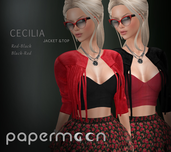 PaperMoon- CECILIA Jacket & Top - Black/Red/Black
