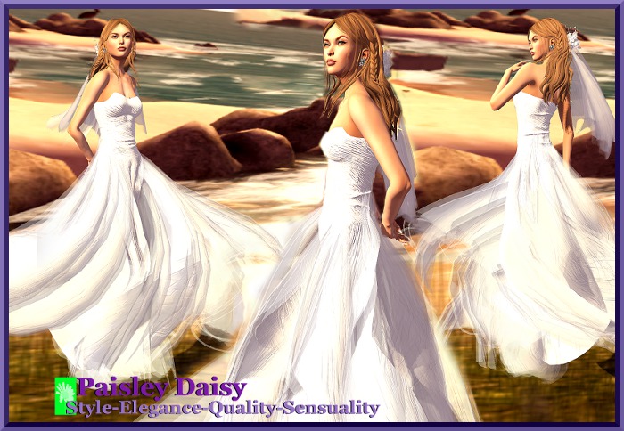 Paisley Daisy - Ripple Vortex White Wedding Gown