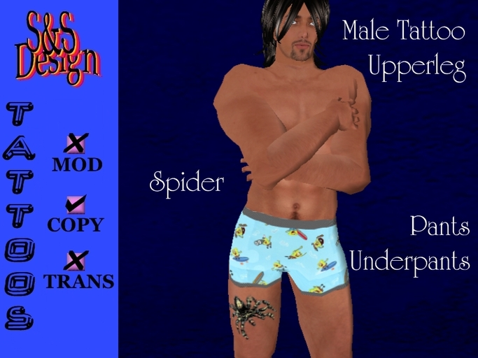 S&S Spider upperleg tattoo
