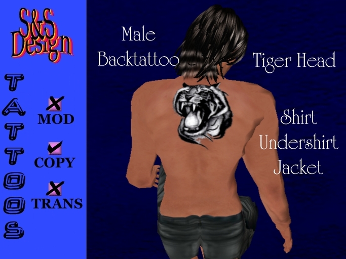 S&S Tiger Head Back tattoo