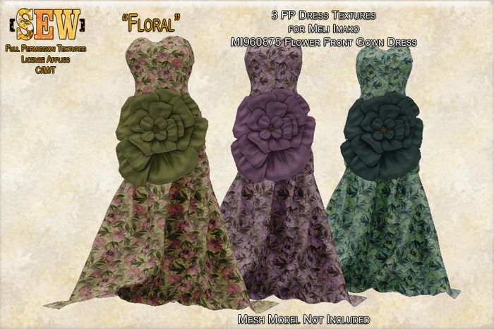 [SEW] FP tex MI960875 Flower Front Gown Dress Floral