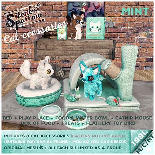 Second Life Marketplace - ~silentsparrow~ (Mint) Cat-ccessories - Cat ...