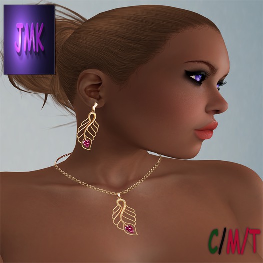 ~JMK~Swan Leaf Red Beryl Set (B)