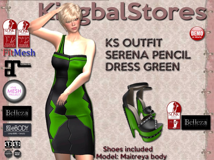 250 KS OUTFIT SERENA PENCIL DRESS GREEN