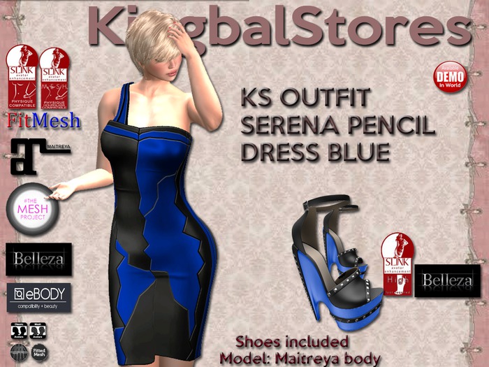 250 KS OUTFIT SERENA PENCIL DRESS BLUE