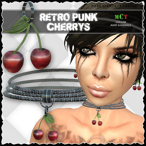 *NT* retro punk cherries collar & earrings / Neko Style