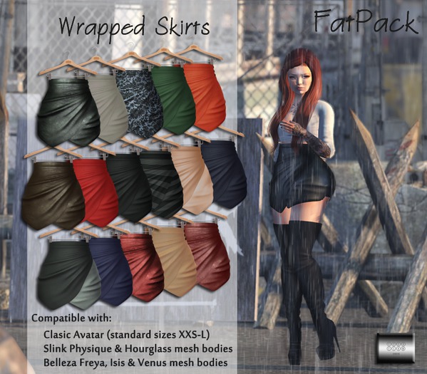 Wrapped Skirts FatPack (classic avatar & mesh bodies) - even.flow