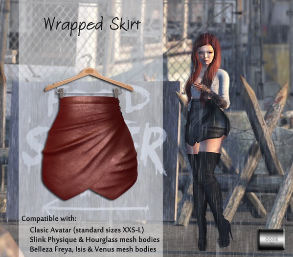 Wrapped Skirt "Faded red" (classic avatar & mesh bodies) - even.flow