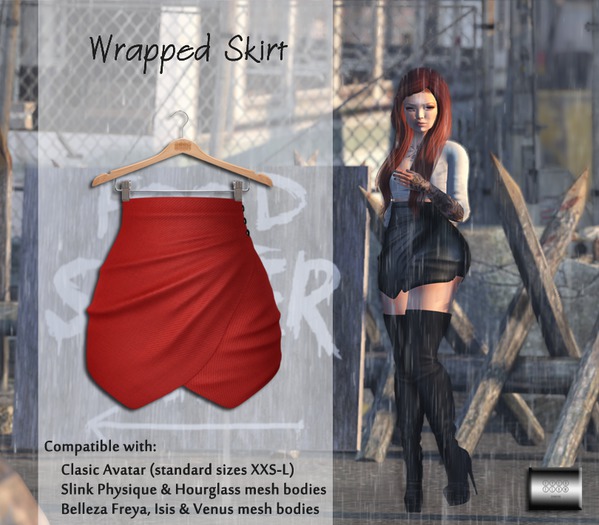 Wrapped Skirt "Solid red" (classic avatar & mesh bodies) - even.flow