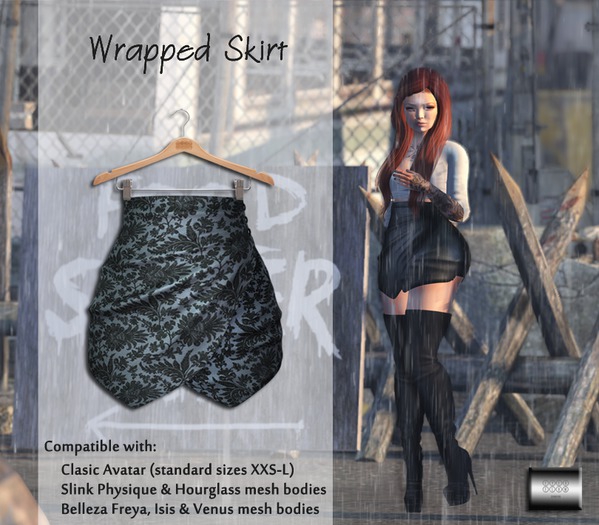 Wrapped Skirt "Floral blue" (classic avatar & mesh bodies) - even.flow