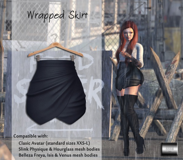 Wrapped Skirt "Navy blue" (classic avatar & mesh bodies) - even.flow