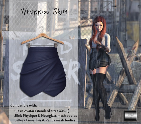 Wrapped Skirt "Deep blue" (classic avatar & mesh bodies) - even.flow