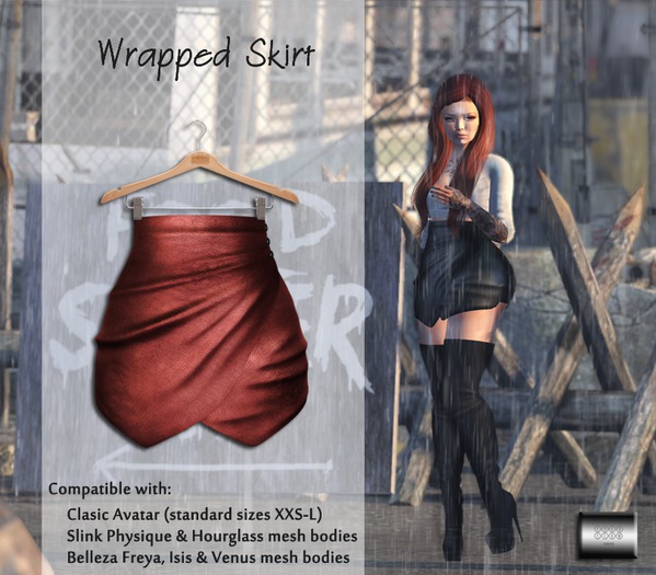 Wrapped Skirt "Crimson" (classic avatar & mesh bodies) - even.flow