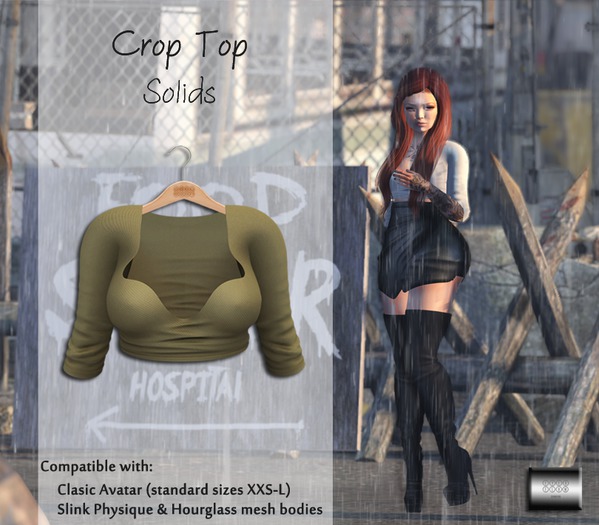 Crop Top "Solid beige" (classic avatar & mesh bodies) - even.flow