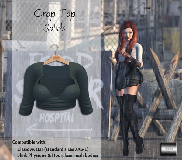 Crop Top "Solid blue" (classic avatar & mesh bodies) - even.flow