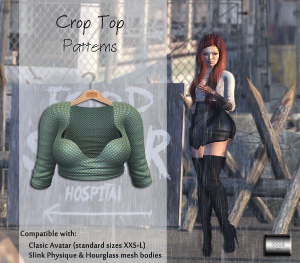Crop Top "Teal polka dots" (classic avatar & mesh bodies) - even.flow