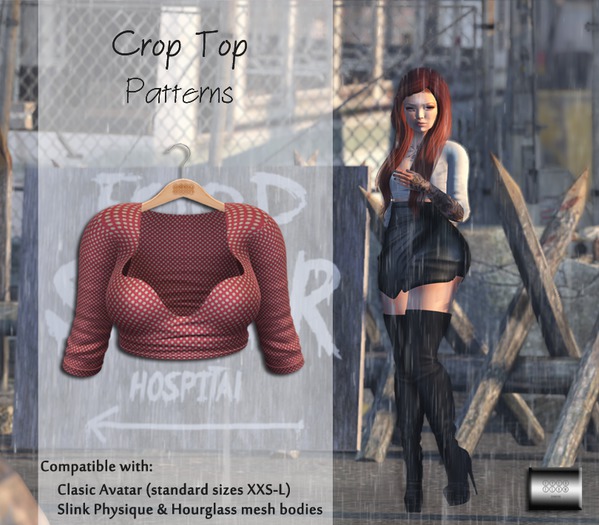 Crop Top "Red polka dots" (classic avatar & mesh bodies) - even.flow
