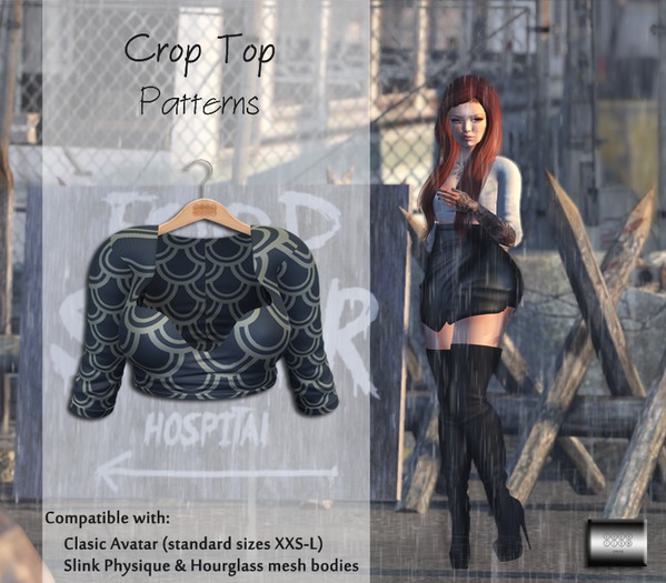 Crop Top "Blue scallop" (classic avatar & mesh bodies) - even.flow