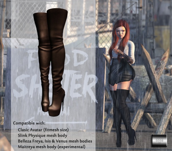 Thigh-high Boots "Brown" (classic avatar & mesh bodies) - even.flow