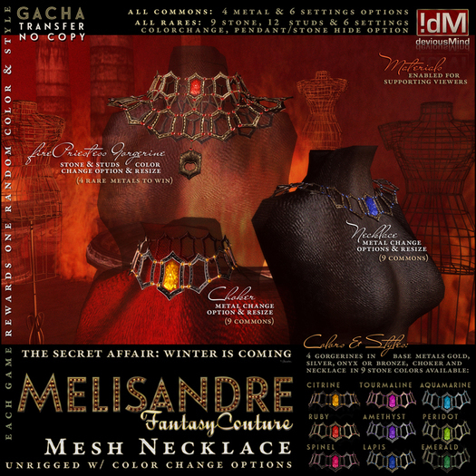 !dM deviousMind "Melisandre" Gorgerine **SILVER** (BOX) - RARE