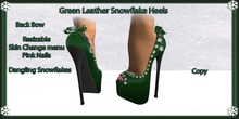 Green Leather snowflake heels