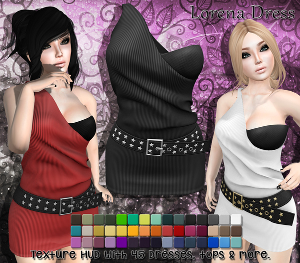 [Syn] Lorena Dress (Texture HUD, Maitreya, Physique, Hourglass, Venus, Isis, Freya & TMP, materials enabled)