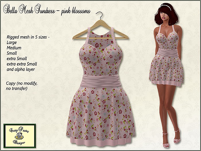 Crazy Pastry Designs Bella Rigged Mesh Sundress - pink blossoms