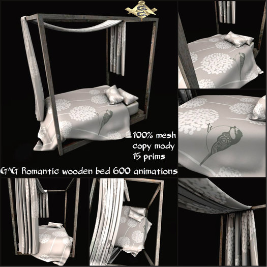 G^G Romantic wooden bed 600 animations