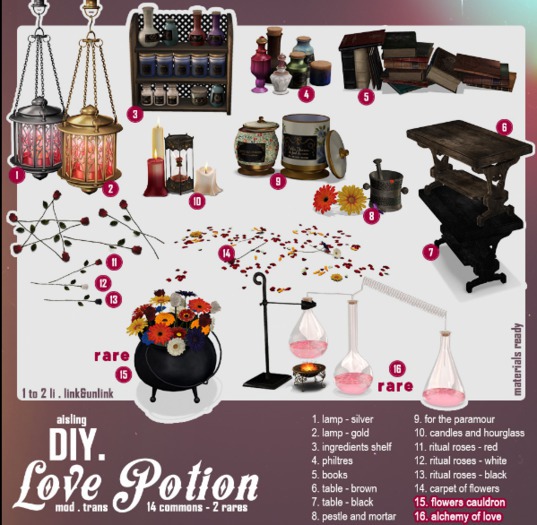 15/.a. DIY Love Potion - Flowers Cauldron RARE