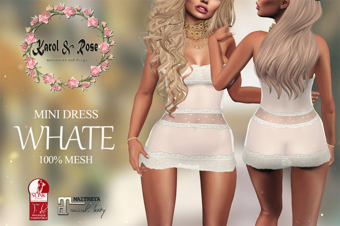 .KAROL ROSE. 50% OFF(1Week)Mesh Mini Dress  white