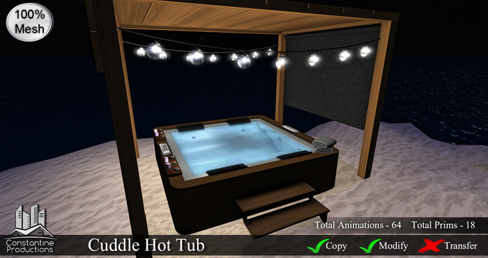 -CP- Cuddle Hot Tub, 100% Mesh, 64 Animations (PG)