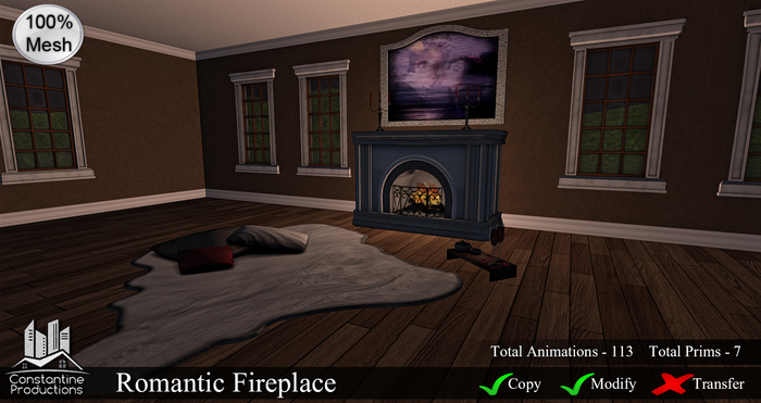 -CP- Romantic Fireplace, 100% Mesh PG