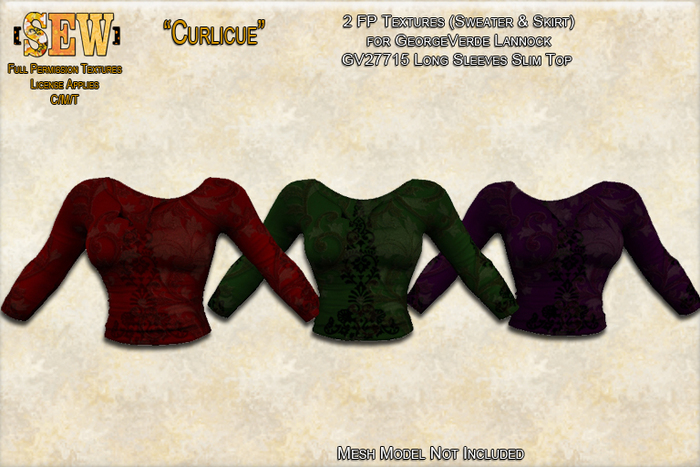 [SEW] FP Tex GV27715 Long Sleeves Slim Top Curlicue