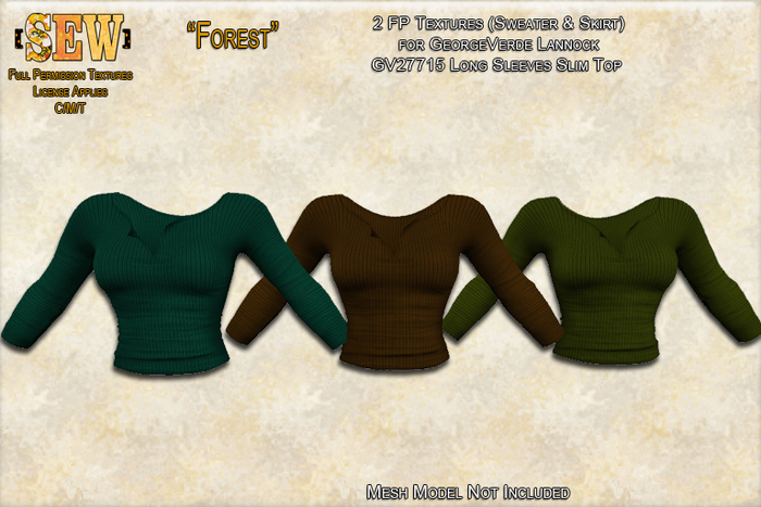[SEW] FP Tex GV27715 Long Sleeves Slim Top Forest
