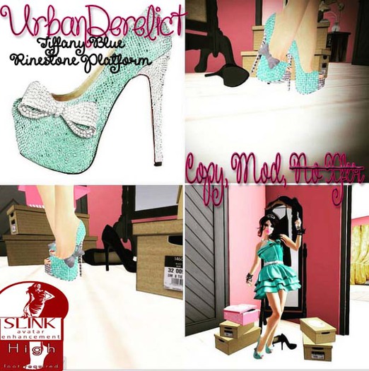 [UD] Tiffany blue rinestone platform-Slink high