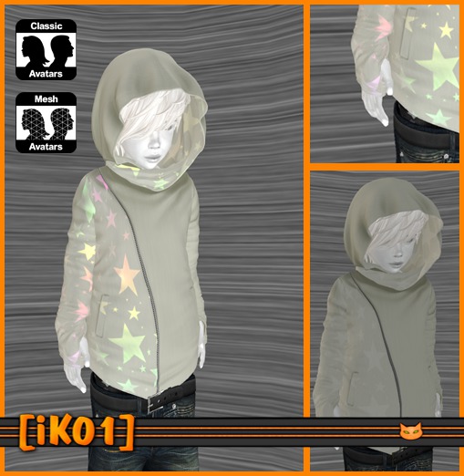 [iK01] Gloved Hoodie - Stars - Kids/White - (Click to unpack)