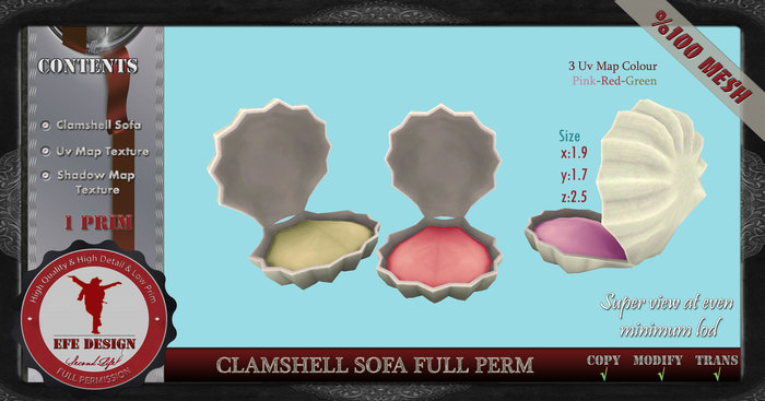 Clamshell Sofa  Full Permission