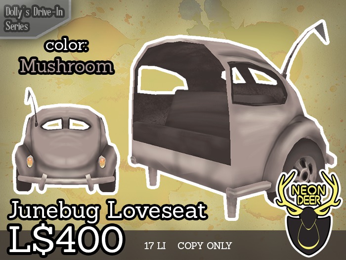 [[Neon Deer]] Dolly's Drive-In - Junebug Loveseat - Mushroom