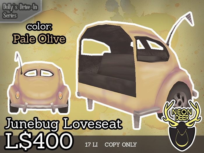 [[Neon Deer]] Dolly's Drive-In - Junebug Loveseat - Pale Olive
