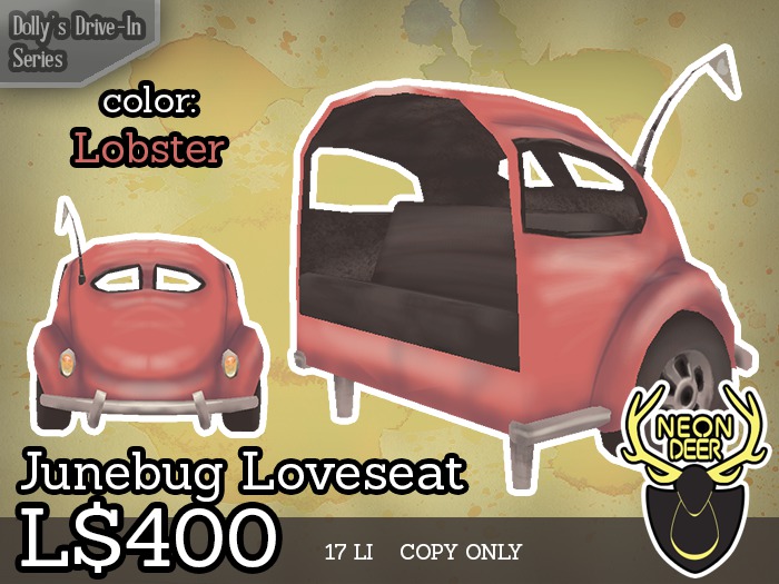 [[Neon Deer]] Dolly's Drive-In - Junebug Loveseat - Lobster