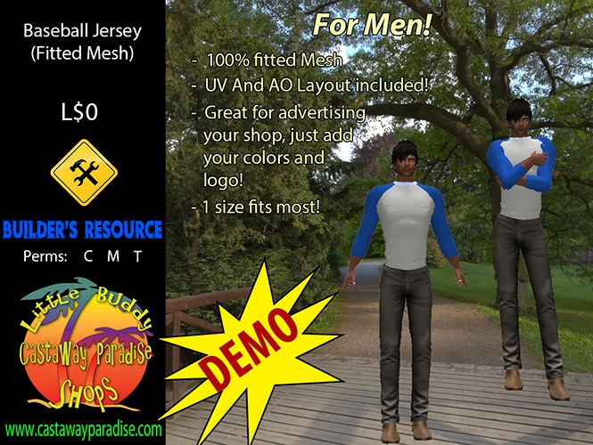 [LBCP] Men's Fitted Mesh Baseball Jersey (Boxed)(DEMO)