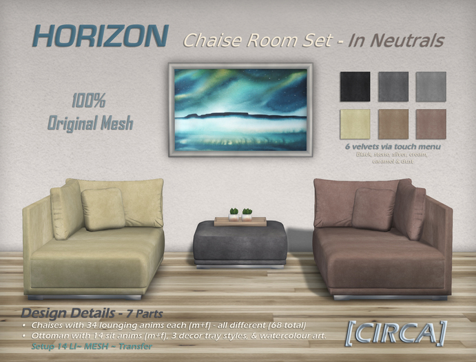 [CIRCA] Pkg - "Horizon" Chaise Room Set - In Neutrals
